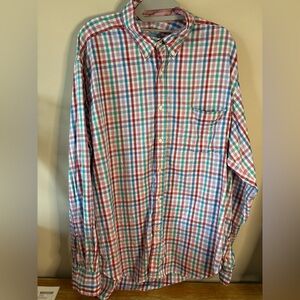 J. McLaughlin Men's Gingham Multi color button down 100% Egyptian cotton Mens XL